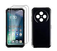 LYZXMY Funda para Blackview Fort 2(6.56") Negro Carcasa +2 Protectores de Pantalla de Vidrio Templado, Carcasa Suave de Silicona TPU