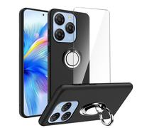 LYZXMY Funda para Blackview Shark 9(6.67") Negro Carcasa + Soporte de Anillo Giratorio + Protector de Pantalla de Cristal Templado