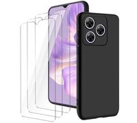LYZXMY Funda para Blackview Wave 8/Wave 8C(6.56") Negro Carcasa +3 Protectores de Pantalla de Vidrio Templado, Carcasa Suave de Silicona TPU