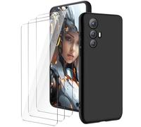 LYZXMY Funda para Cubot MAX 5(6.95") Negro Carcasa +3 Protectores de Pantalla de Vidrio Templado, Carcasa Suave de Silicona TPU