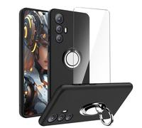 LYZXMY Funda para Cubot MAX 5(6.95") Negro Carcasa + Soporte de Anillo Giratorio + Protector de Pantalla de Cristal Templado