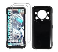 LYZXMY Funda para Doogee Blade 20 Play(6.6") Negro Carcasa +2 Protectores de Pantalla de Vidrio Templado, Carcasa Suave de Silicona TPU