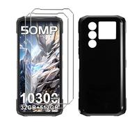 LYZXMY Funda para DOOGEE Blade 20 Ultra(6.6") Negro Carcasa +2 Protectores de Pantalla de Vidrio Templado, Carcasa Suave de Silicona TPU