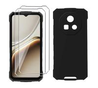 LYZXMY Funda para Doogee Fire 7(6.6") Negro Carcasa +2 Protectores de Pantalla de Vidrio Templado, Carcasa Suave de Silicona TPU