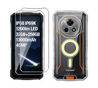 LYZXMY Funda para Doogee Fire 7 Pro(6.6") Transparente Carcasa +2 Protectores de Pantalla de Vidrio Templado, Carcasa Suave de Silicona TPU