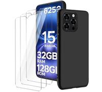 LYZXMY Funda para DOOGEE Note 58(6.75") Negro Carcasa +3 Protectores de Pantalla de Vidrio Templado, Carcasa Suave de Silicona TPU