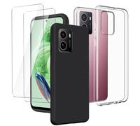 LYZXMY Funda para HMD Pulse/HMD Pulse Plus/HMD Pulse Pro (6.56") Transparente + Negro Carcasa + [2 Piezas] Vidrio Templado Película Protectora - Silicona TPU Suave Caso Case