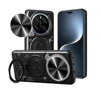 LYZXMY Funda para Honor Magic7 Pro con Soporte de Metal Anillo Holderd y la Cubierta de la cámara de Diapositivas Carcasa- Negro