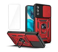 LYZXMY Funda para OPPO A80 5G (6.67") + 1 x Protector de Pantalla Vidrio Templado - Carcasa con Soporte rotativo de 360 °[ Doble Capa PC + TPU ] Caso Case Rojo