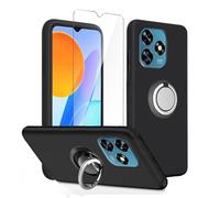 LYZXMY Funda para Oukitel C53 (6.6") Negro + Soporte Giratorio + Vidrio Templado Película Protectora - Carcasa Silicona TPU Suave Caso Case
