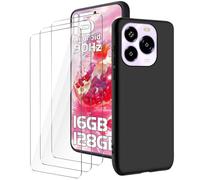 LYZXMY Funda para Oukitel C65/Oukitel C65 Pro(6.7") Negro Carcasa +3 Protectores de Pantalla de Vidrio Templado, Carcasa Suave de Silicona TPU
