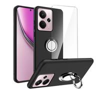 LYZXMY Funda para Realme P3 5G/realme 14 5G/realme 14T 5G(6.67") Negro Carcasa + Soporte de Anillo Giratorio + Protector de Pantalla de Cristal Templado