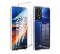 LYZXMY Funda para TCL 50 SE(6.78") Transparente Carcasa +3 Protectores de Pantalla de Vidrio Templado, Carcasa Suave de Silicona TPU