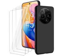LYZXMY Funda para TCL 60 SE(6.67") Negro Carcasa +3 Protectores de Pantalla de Vidrio Templado, Carcasa Suave de Silicona TPU