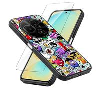 LYZXMY Funda para TCL 605 (6.67") + Protector de Pantalla Vidrio Templado Película Protectora - Negro Carcasa Silicona TPU Suave Caso Case - Monster