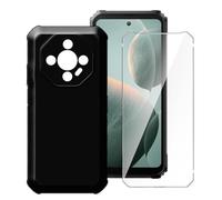 LYZXMY Funda para Ulefone Armor X16 Pro(6.56") + 1 x Protector de Pantalla Vidrio Templado Película Protectora - Negro Carcasa Silicona TPU Suave Caso Case