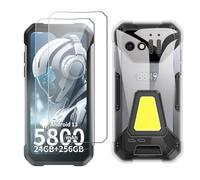 LYZXMY Funda para Unihertz 8849 Tank Mini(4.3") Transparente Carcasa +2 Protectores de Pantalla de Vidrio Templado, Carcasa Suave de Silicona TPU