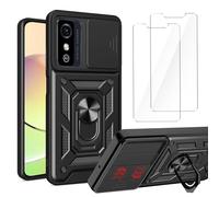 LYZXMY Funda para ZTE Blade L9 (5.0") + 2 x Protector de Pantalla Vidrio Templado - Carcasa con Soporte rotativo de 360 °[ Doble Capa PC + TPU ] Caso Case Negro