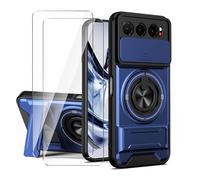 LYZXMY Funda para ZTE Nubia Air 5G-Pack Incluye 2 Protectores de Pantalla + Soporte Doble (Anillo Giratorio 360° y Extensible) + Tapa Deslizable para Cámara-Azul