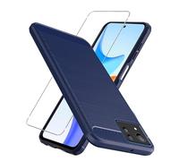 LYZXMY Templado Film para ASUS Zenfone 11 Ultra (6.78") Funda Azul Fibra de Carbono + Protector de Pantalla Vidrio Templado - Carcasa Suave Caso Carbon Fiber Cover Case