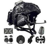 LZAQHMT Casco De Airsoft 5 En 1 Rápido, Ajustable Y Mejorado, con Auriculares Tácticos, Funda Desmontable Y Luz Señalización. Equipo Táctico Militar para Cosplay para Adultos