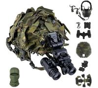 LZAQHMT Casco De Airsoft Ajuste Rápido Mejorado Tamaño Ajustable - Incluye Auriculares, Modelo Visión Nocturna Funda para Casco para Caza, Paintball, Juegos De Guerra Y Equipamiento Táctico