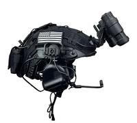 LZAQHMT Casco Táctico Airsoft con Modelo Visión Nocturna Y Auriculares Comunicación, Funda Desmontable Y Bolsa Contrapeso para Juegos De rol, Paintball, Tiro Y Accesorios Cine