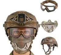 LZAQHMT Casco Táctico con Gafas Protectoras Y Mascarilla - Equipo De Protección Militar Ajustable para Entrenamiento De Tiro con Airsoft Y Caza Al Aire Libre