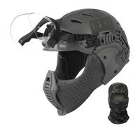 LZAQHMT Casco Táctico con Máscara De Airsoft Y Gafas Integradas Abatibles - Equipo De Protección Ajustable para Caza, CS, Paintball, Airsoft Y Juegos De Guerra(WG)