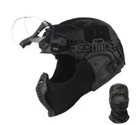 LZAQHMT Casco Táctico con Máscara De Airsoft Y Gafas Integradas Abatibles - Equipo De Protección Ajustable para Caza, CS, Paintball, Airsoft Y Juegos De Guerra(OBK)