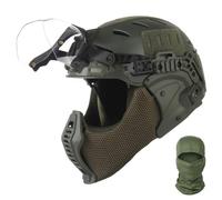 LZAQHMT Casco Táctico con Máscara De Airsoft Y Gafas Integradas Abatibles - Equipo De Protección Ajustable para Caza, CS, Paintball, Airsoft Y Juegos De Guerra(RG)