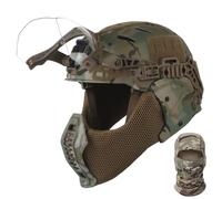 LZAQHMT Casco Táctico con Máscara De Airsoft Y Gafas Integradas Abatibles - Equipo De Protección Ajustable para Caza, CS, Paintball, Airsoft Y Juegos De Guerra(O)