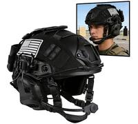LZAQHMT Casco Táctico Fast 4 En 1 Ajustable Y Mejorado - Auriculares Funda Desmontable para Casco Equipo Táctico Militar Cosplay Airsoft para Adultos(Black)