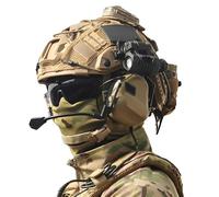 LZAQHMT Casco Táctico Fast Airsoft con Auriculares Tácticos, Gafas Protectoras Antivaho, Luz Señalización Y Linterna Funda Desmontable For Casco For Caza, Paintball Y Cosplay(CB)