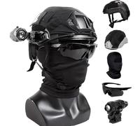 LZAQHMT Casco Táctico Fast Airsoft con Gafas, Linterna, Funda para Casco, Pasamontañas Y Protección Ajustable para Caza Y Tiro