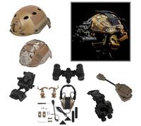 LZAQHMT Casco Táctico Fast Airsoft, con Modelo Visión Nocturna Simulada AN-PVS31, Auriculares Comunicación Equipo Protección para Juegos Disparos, Wargames Cosplay