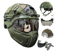 LZAQHMT Casco Táctico Fast - Casco Ligero Y Ajustable para Airsoft con Máscara, Funda Y Gafas para Entrenamiento De Caza Y Paintball(Ranger Green)