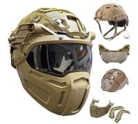 LZAQHMT Casco Táctico Fast - Casco Ligero Y Ajustable para Airsoft con Máscara, Funda Y Gafas para Entrenamiento De Caza Y Paintball(Coyote Brown)