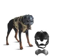 LZAQHMT Casco Táctico K9 Perros Caza con Gafas Protectoras Exteriores para Terrier Belga Holandés Pastor Alemán Tamaño Mediano(Black)