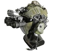 LZAQHMT Casco Táctico Militar para Airsoft, Conjunto Completo con Gafas Visión Nocturna GPNVG18, Máscara Malla Acero Media Cara, Auriculares, Luz Señalización Y Bolsa Contrapeso para Paintball(OD)