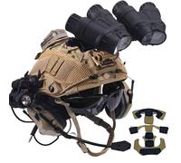 LZAQHMT Casco Táctico Multifuncional Fast con Auriculares, Linterna, Luz Señalización Gafas Protectoras - Equipo Protección para Juegos Guerra Airsoft Y Paintball