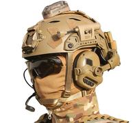 LZAQHMT Casco Táctico Paintball, con Auriculares Tácticos Sin Reducción Ruido Incluye Máscara Gafas, Luz Táctica para Casco Caza, Juegos Guerra Actividades Al Aire Libre