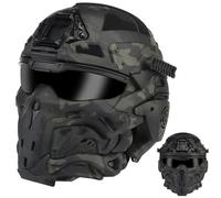 LZAQHMT Casco Táctico para Airsoft con Auriculares De Comunicación Integrados, Ventilador Antivaho Y Lentes Reemplazables - Equipo Táctico Ajustable para Paintball, Caza Y Airsoft(BCP)