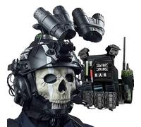 LZAQHMT Chaleco Táctico Airsoft Casco Calavera - Conjunto Completo - Chaleco Modular Pecho con Portacargador, Bolsa EDC, Auriculares, Luz Señalización Linterna | Cosplay, Juegos Guerra