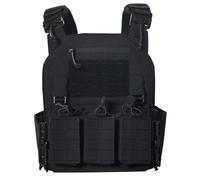 LZAQHMT Chaleco Táctico De Nailon 1000D con Portacargador Triple - Hebilla De Liberación Rápida, Panel Frontal Extraíble Y Acceso Rápido para Caza, Airsoft Y Paintball(Matte Black)