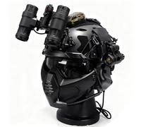 LZAQHMT Conjunto Casco Fast Airsoft - Protección Completa con Réplica Visión Nocturna Táctica AN/PVS31 Auriculares, Linterna, Luz Señalización Gafas para Partidas Airsoft, Caza Aventura El Campo