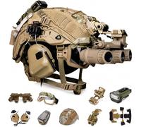 LZAQHMT Conjunto De Casco Airsoft Ajuste Rápido: Auriculares con Cancelación De Ruido, Modelo De Maniquí Visión Nocturna Luces Señalización para Caza, Tiro, Cosplay Y Equipamiento Táctico(Tan)