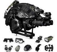 LZAQHMT Conjunto De Casco Airsoft Ajuste Rápido: Auriculares con Cancelación De Ruido, Modelo De Maniquí Visión Nocturna Luces Señalización para Caza, Tiro, Cosplay Y Equipamiento Táctico(Black)