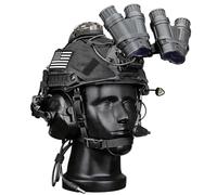 LZAQHMT Conjunto De Casco Táctico Fast para Airsoft con Auriculares De Comunicación, Modelo De Visor Nocturno GPNVG-18 Model Linterna para Casco Bolsa Batería para Paintball, Juegos Guerra(BK)