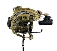 LZAQHMT Conjunto De Casco Táctico Fast para Airsoft con Modelo Simulado Visión Nocturna AN-PVS31, Auriculares con Cancelación Ruido, Linterna Y Funda para Caza, Paintball Juegos Guerra(Coyote Brown)